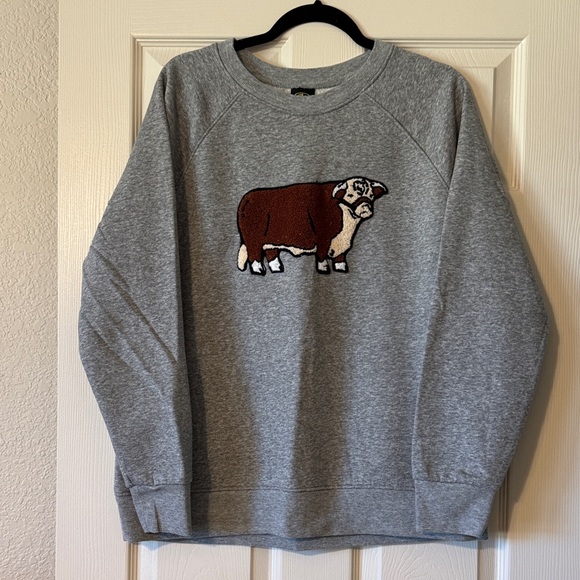 Athletic Works Tops - Athletic Works Gray Crewneck Sweater with Bull Design